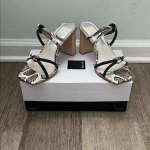 Dolce Vita Snakeskin and Black Block Heel Sandals